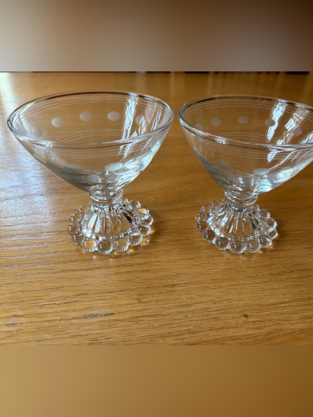 2 Etched Vintage Cocktail Coupe Glasses - Boopie Base